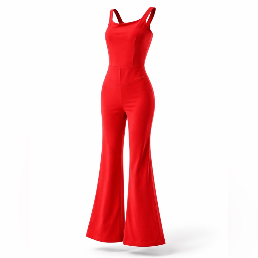 JoyLab Red Flared Strap Jumpsuit